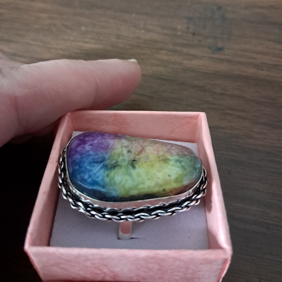 Rainbow Quartz Druzy Ring Size 7.5 - Picture 16 of 16